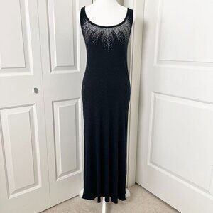 Vintage Wet Seal Crystal-Adorned Ribbed Maxi Dress – Y2K Glam Goth Revival, S/M